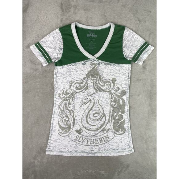 Harry Potter Slytherin Women's SMALL Universal Studios Burnout Green & White - Picture 1 of 9